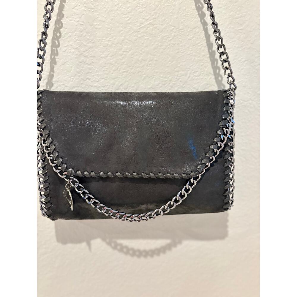NWT Black on Black Gunmetal Chain Crossbody Bag High Fashion Designer Inspired - Picture 4 of 6